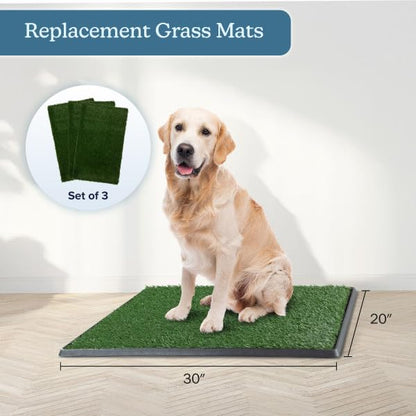 Artificial Grass Puppy Pee Pad for Dogs and Small Pets - Set of Three 30x20 Inch, Reusable 3-Layer Turf Pads for Dogs - Indoor and Outdoor Fake Grass Potty Pet Supplies by PETMAKER - size: Large 3-Layer Replacement Pads