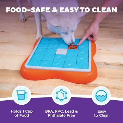 Outward Hound by Nina Ottosson Challenge Slider – Interactive Dog Treat Puzzle Enrichment Toy, Level 3 Advanced - color: Challenge Slider (Orange, Blue)