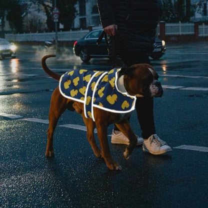 Dog Raincoat for Large Dogs Waterproof Jacket Hooded Rain Coats with Reflective Strips Leash Hole & Poncho Adjustable Fit (Duck,XXL) - color: Blue Duck, size: XX-Large