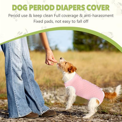 Dog Diapers Suit Period Onesie for Female Dog Sanitary Panties Male Doggy Heat Diapers Cover Fit for Small Medium Dogs Pink Dots/S - size: Small