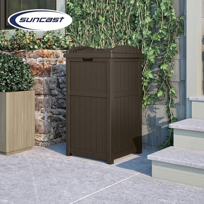 Suncast Trash Hideaway Outdoor Patio 33 Gal Garbage Waste Trash Can Bin (4 Pack) - color: Java Brown, size: 4 Pack