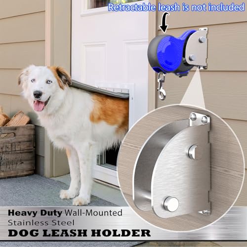 Heavy Duty Retractable Dog Leash Holder,Secure Wall Mount Dog Hitch and Parking Station for All Size Retractable Leashes,Rustproof&Chewproof Safety Anchor Use Indoor-Outdoor - size: Standard