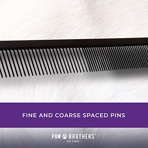 Ryan's Pet Supplies Paw Brothers Greyhound Style Comb for Dogs, Professional Grade Grooming Tool, Remove Knots and Tangles, True Teflon, Fine/Coarse, Ergonomic Handle, 7 inch - style: Fine/Course