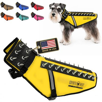 CoyoteVest Dog Harness | Stab-Resistant Protective Vest | Coyote Vest for Dogs | Defends Against Coyotes, Dogs, Birds of Prey | Reflective Safety, Made in USA (Small, Yellow) - color: Yellow, size: Small