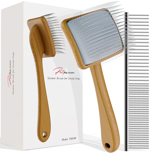 Slicker Brush for Dog, Doodles and Poodle Brush, for Tangles, Fluff Coat, Curly Hair Pets, Remove Loose Fur, Matts, Undercoat, Double Coat, 24mm Pins, 3.5''*2.4'' Head, Medium Size, Wood - color: Wood, size: M