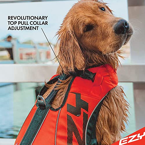 EzyDog DFD X2 Dog Life Jacket - Adjustable Swimming Safety Life Vest Preserver with Continuous Neck Flotation, Reflective Trim, & Grab Handle (3XS, Red) - color: Red, size: 3XS