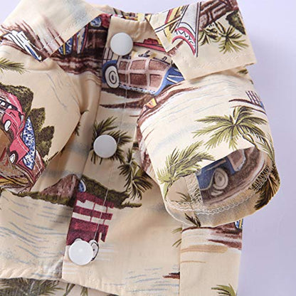 Tangpan Summer Pet Daisy Hawaiian Beach Plaid Print Shirts Clothes for Dog Beige XL - color: Beige, size: X-Large