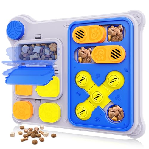 Dog Puzzle Toy Enrichment Toys, Interactive Dog Toys for IQ Training & Mental Stimulation, ABS Easy Clean Detachable Tray Non-Slip Base, Treat Slow Feeder for Smart Dogs, Blue - color: Blue