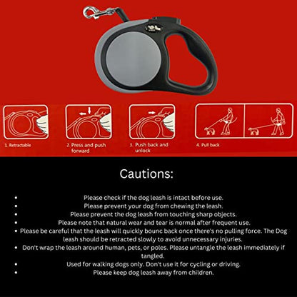 My Bestie - Retractable Dog Leash w/Anti-Slip Handle 360° Tangle-Free | 16 ft. Strong Nylon Tape | One-Handed Brake, Pause, Lock, Heavy Duty Pet Leash for X-Small/Small/Medium up to 44 lbs-Blue/Black