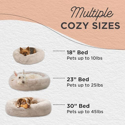 Best Friends by Sheri SnuggleSoft Faux Fur Calming Donut Bed for Dogs, Brown, Small, 23x23 - color: Rabbit Faux Fur Brown, style: Small
