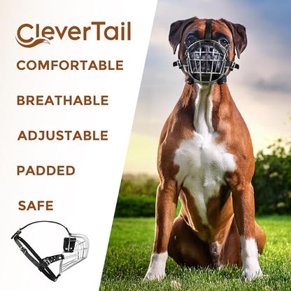 Metal Muzzle for Boxer Dog Breed – Bite Proof Boxer Muzzle for Medium and Large Sized Dogs – Steel Wire Basket Muzzles for Dogs English Bulldog, American Bulldog etc. - size: Large