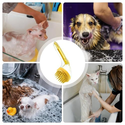 Dog Bath Brush | Shampoo Dispenser Dog Scrubber Massage Brush,Silicone Bristle Grooming Tool Cleaner Reusable Shower Accessories for Small Animals Long Short Hair