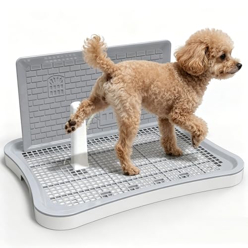 Pee Pad Holder for Dogs and Puppies, Dog Potty for Small Dogs, Dog Litter Box Indoor, Puppy Potty Training Tray with Splash Wall & Center Post, 20.1"×15.4"