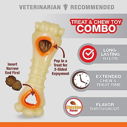 Nylabone Power Chew Knuckle Bone Pop-In Treat Toy for Dogs, Interactive Treat Dispensing Dog Chew Toys to Keep Them Busy, Slow Feeder, Long Lasting Chicken Flavor, Medium Dogs - Up to 35 lbs - size: Medium