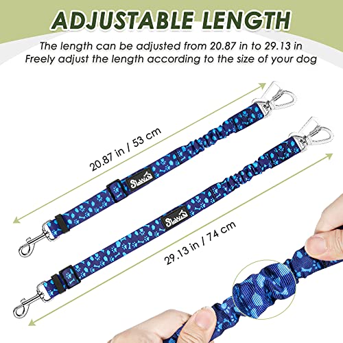 SlowTon Dog Seatbelt, 2 Pack Dog Seat Belt Car Leash Adjustable Elastic Bungee Buffer Heavy Duty Nylon Reflective Pet Safety Tether Connect to Dog Harness for Travel Riding in Vehicle (Daul Clip, BL) - color: Blue