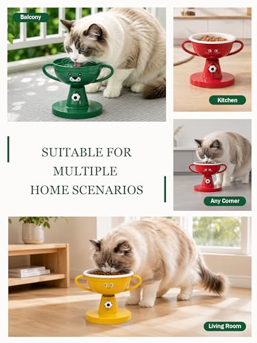 Adjustable Cat Bowls - 7-Level (4.7"-8.2") Raised Cat Food Bowls 60°Tilted Pet Water Bowl for Large Small Cats Dogs, Anti-Vomiting Spine Protection, Non-Slip Stand Dishwasher Safe, Red - color: Red