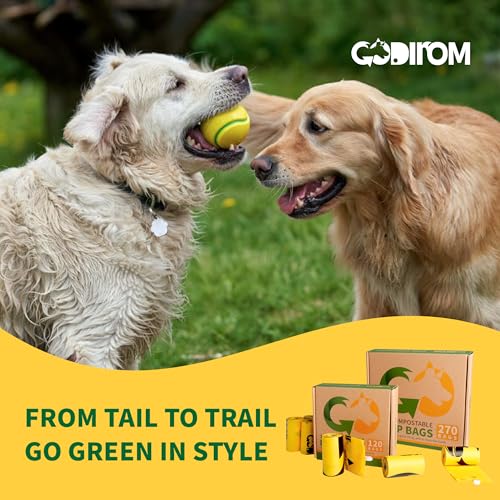 Certified 100% Home Compostable Poop Bags for Dogs, 270 Count Guaranteed Leak Proof and 18 Microns Extra Thick Waste Bag, 18 Rolls of Plant Based Doggie Poop Bag, No Scented with ASTM D6400 & EN13432 - color: Yellow, size: 270 Count (Pack of 1)