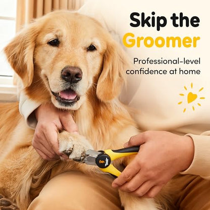 LED Dog Nail Clippers with Light Illumination, Trimmers with Protective Guard, Safety Lock and Nail File - Suitable for Large and Small Dogs & Cats (Yellow) - color: Yellow, size: Medium-Large (LED)