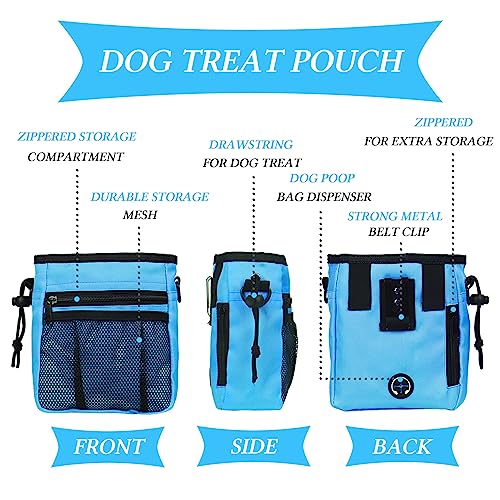 STMK Dog Treat Pouch Dog Clicker Training Kit, Dog Training Treat Pouch Dog Clicker for Training, 3 Ways to Wear Easily Carries Treat Pouches for Pet Training (Blue) - color: Blue