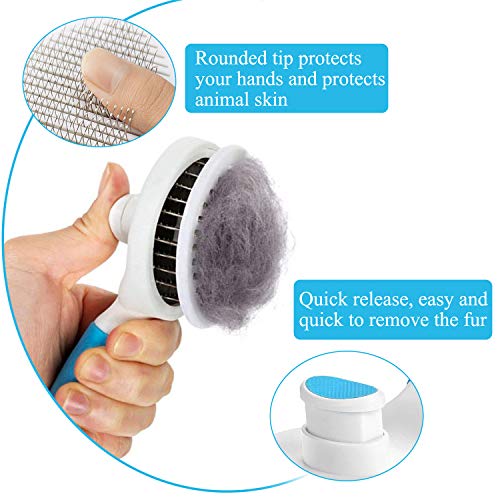 Cat Brush for Shedding, Self Cleaning Slicker Brush - Skin Friendly Deshedding Grooming Tool for Dogs Cats Rabbit Massage Removes Loose Undercoat