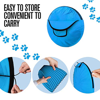 Houseables Dog Tunnel, Dog Agility Tunnel, Agility Equipment, 18 Feet, Puppy Obstacle Course, Pet Playground, Crawling, Small, Medium, Large, Indoor/Outdoor, Play, Pop Up Set, Exercise Tube, Toy, Blue - color: Blue
