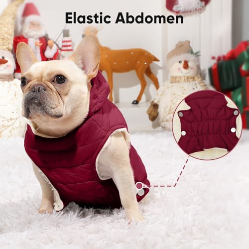 Vecomfy Fleece Lining Dog Hoodie with Harness Built in,Extra Warm Small Dog Jacket in Winter Puppy Coats with Drawstring Hooded,Red XS - color: Red(Harness Built in), size: X-Small (Pack of 1)