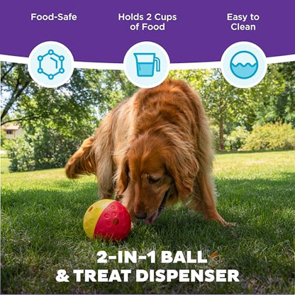 Outward Hound by Nina Ottosson Treat Tumble – Interactive Food-Dispensing Dog Puzzle Ball, Level 1 Beginner, Large, 5.8" - color: Treat Tumble (Large Red)