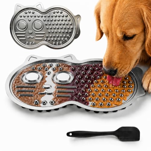 Stainless Steel Lick Mat for Dogs & Cats — 15"×10" Extra Large Metal Dog Licking Mat, Chew-Proof with Suction Cups, Anxiety Relief & Boredom Reducer, Dishwasher Safe, Whisker Friendly