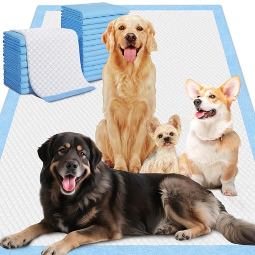 Gimars XXXL Extra Thick 130g Dog Pee Pads 37"x54" – 30 Count, 6-Layer Leak-Proof Puppy Training Pads for Large, Senior, Puppy Dogs, Cats, Rabbits – Indoor, Outdoor, Travel & Crate Use - size: 37"x54" - Blue 30 Counts