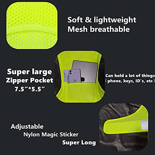 Reflective Vest Safety Running Gear with Pocket,High Visibility for Running,Biking,Walking,Women & Men - color: Neon Yellow, size: Large