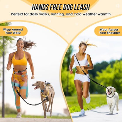 Lukovee Hands Free Dog Leash, 10FT Adjustable Training Lead 1/2 Inch Nylon Heavy Duty Lead No Pull for Large Medium Dogs, Tangle Free Reflective Waist-Leash for Walking Running, Black - color: Black