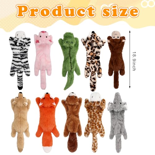 Sratte 10 Pcs Soft Dog Squeaky Toys No Stuffing Crinkle Dog Toy for Aggressive Chewers Durable Plush Teething Puppy Squeak Animals Chew for Small Medium Large Pets, 10 Styles (Cute Style) - style: Cute Style
