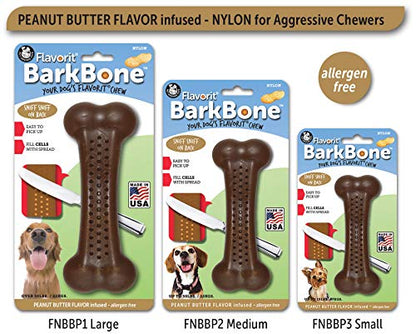 Pet Qwerks Flavorit BarkBone - Fillable Dog Bone for Moderate Chewers - Peanut Butter Flavor - 4.25" - size: Small