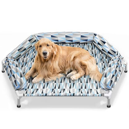 Orthopedic Dog Bed - Beds Bolster,Cooling Elevated Dog Beds with Metal Frame,Raised Dogs Bed,Easy to Assemble,Up to 130 lbs,X-Large (51" L x 32.3" W x 7.8" Th) - size: Bolster XL