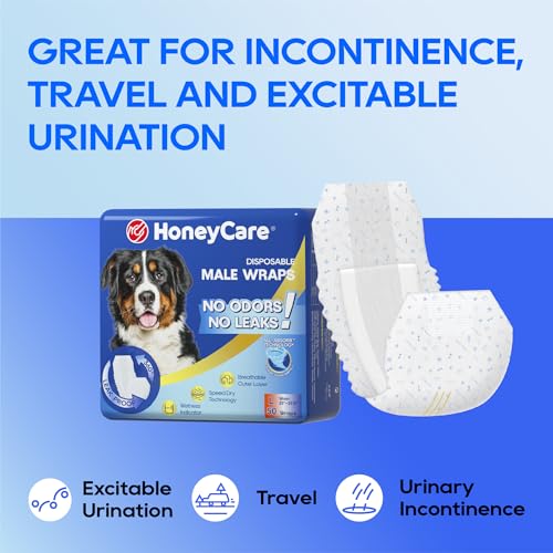 HONEY CARE All-Absorb A24 Male Dog Wrap, 50 Count, Large - size: Large( 50 Count)( Pack of 1)