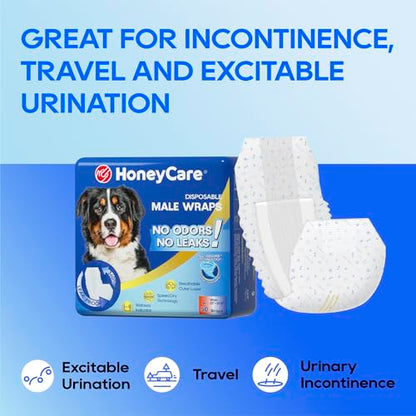 HONEY CARE All-Absorb A24 Male Dog Wrap, 50 Count, Large - size: Large( 50 Count)( Pack of 1)