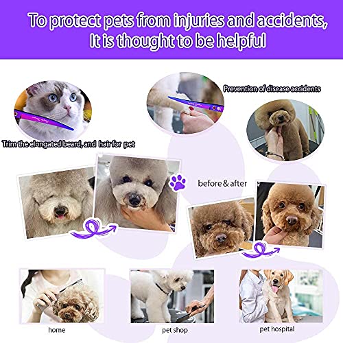 Purple Dragon Professional 7.0 inch 4PCS Pet Grooming Scissors Kit Japan Premium Steel Straight & Curved & Thinning Blade Dog Hair Cutting Shears Set with Case - color: Electroplating Purple