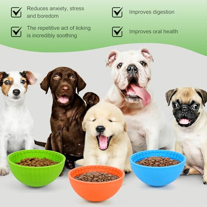 4 Pcs Dog Enrichment Lick Bowls Silicone Freeze Bowls Interactive Cat Licking Mats Slow Feeders for Cat Pet Oral Health for Boredom Anxiety Relief, Calming