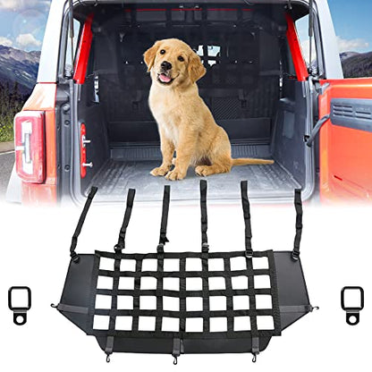 G Pet Net Vehicle Safety Mesh Dog Barrier Fit for Ford Bronco Accessories 2021-2025 4-Door, Rear Seat Isolation Net for Trunk Cargo Area, Upgrade Car Pet Divider fits for Medium, Large Pets