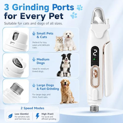 2-in-1 Dog Cat Nail Clippers & Grinder with LED Light, Pet Nail Trimmer with Splash Guard & Safety Lock, 2 Speeds USB Rechargeable Quiet Paw Nail Cutter for Large Medium Small Dogs Cats (Pink) - color: Pink