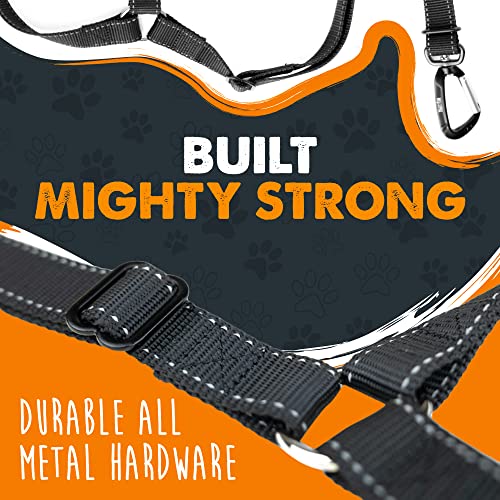 Mighty Paw Dog Seat Belt For Car Headrest - Distraction Free Driving, Heavy-Duty Aviation Grade Aluminum Carabiner, and Tactical Buckle.Adjustable Dog Seatbelt Harness for Small, Medium and Large Pets - style: Headrest Attachment