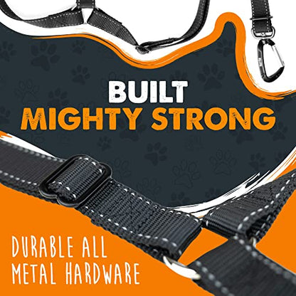 Mighty Paw Dog Seat Belt For Car Headrest - Distraction Free Driving, Heavy-Duty Aviation Grade Aluminum Carabiner, and Tactical Buckle.Adjustable Dog Seatbelt Harness for Small, Medium and Large Pets - style: Headrest Attachment