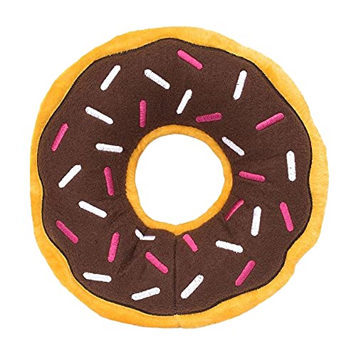 ZippyPaws Donutz - Stuffed Dog Toys to Keep Them Busy, for Medium and Large Dogs, Squeaky Pet Toy for Boredom, Chew Toy with Stuffing, Soft Plush Puppy Products, Funny Food Toy - Jumbo Chocolate Donut