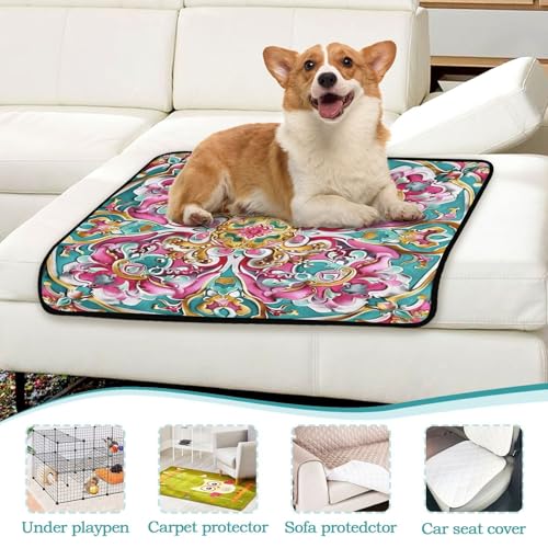 Qilmy Mandala Pet Mat, Waterproof Reusable Dog Training Pad Anti-Slip Pet Creat Pad for Small Medium Large Dogs and Cats - size: Smallx3