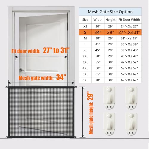 2-Pack Dog Gate for Stairs Pet Gates for The House: Dogs Screen Mesh Gate for Doorways Stairways Indoor 29 inch Tall, 34 inch Wide, Fits Openings 28'' to 31'' Wide - size: 29"Hx34"W(Pack of 2)