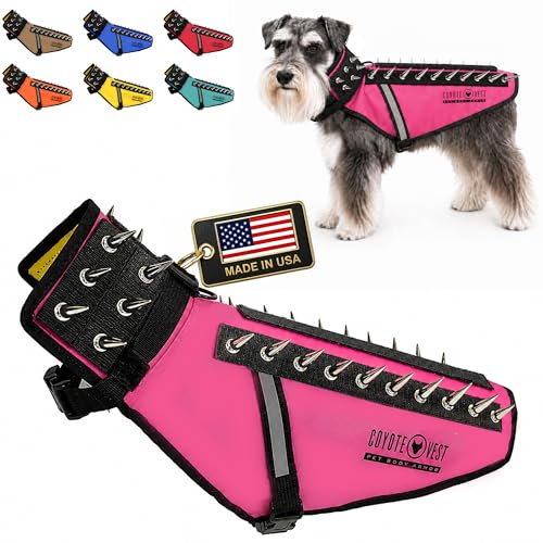 CoyoteVest Dog Harness | Stab-Resistant Protective Vest | Coyote Vest for Dogs | Defends Against Coyotes, Dogs, Birds of Prey | Reflective Safety, Made in USA (Small, Neon Pink) - color: Neon Pink, size: Small