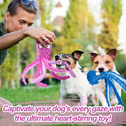Alphatool Squeaky Dog Toys - 2pcs No Stuffing Octopus Soft Plush Crinkle Toys to Keep Them Busy, Interactive Essentials for Small Medium Pets Dogs Gifts, Blue & Purple - color: Blue&Purple