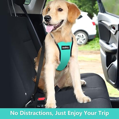 VavoPaw Dog Seat Belt, Safety Vest Dog Car Harness with Adjustable Buckle Dog Seat Belt for Vehicle Nylon Pet Safety Seat Belts Heavy Duty(XXL, Blue) - color: Blue, size: XXL (Chest: 30.7-51.2", Neck: 16.1-26.4")