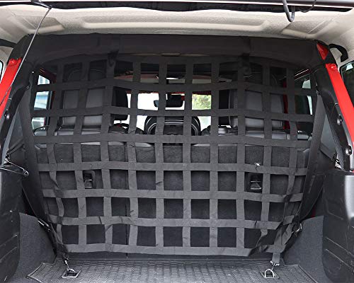 Pet Net Vehicle Safety Mesh Dog Barrier for Jeep Wrangler JK JL 4-Door 2007-2026, Fits Behind Rear Seat, Suitable for Medium, Large Pets, Easy to Install