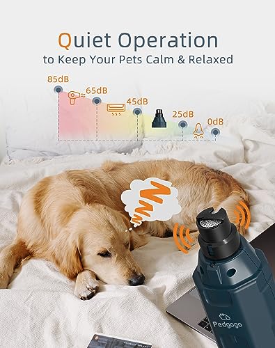 6-Speed Dog Nail Grinder& 5 Grinding Heads Super Quiet (45 db)Pet Nail grinder with 2 LED Lights 12000RPM & 3 Grinding Ports with Dust Cap Dog Nail Trimmer for Large Medium Small Dogs - size: Blue+5 Heads